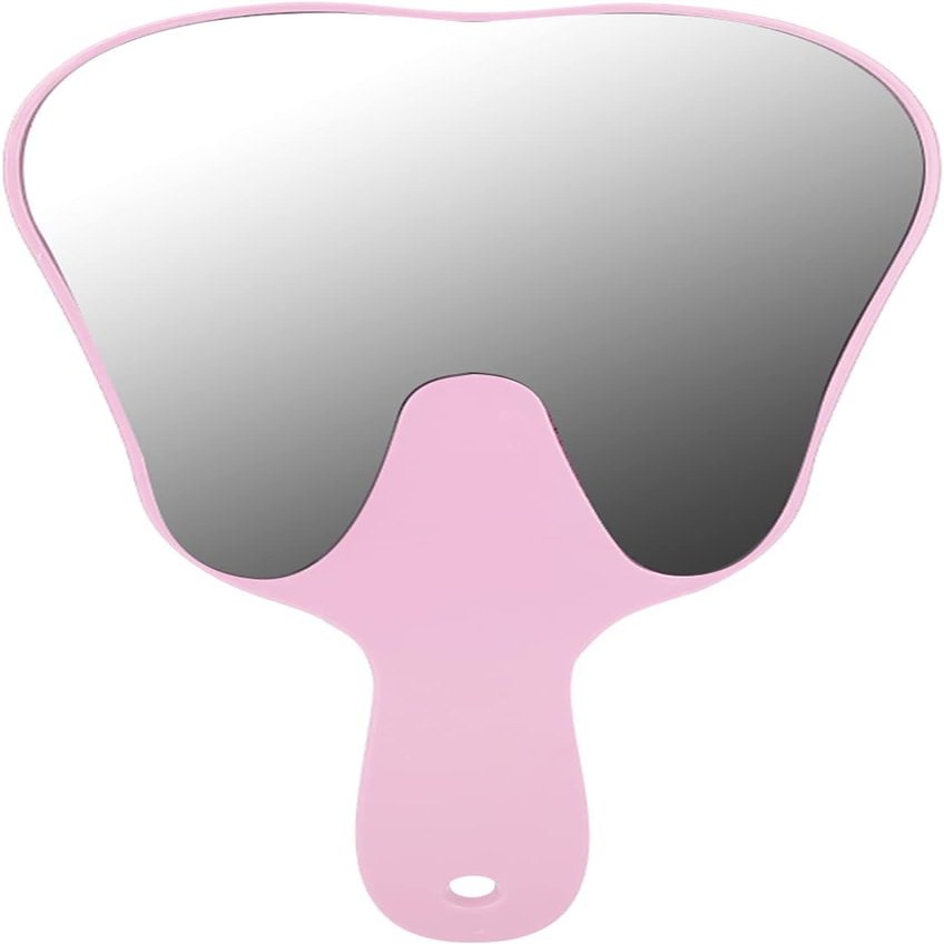 Mirror,Dental Mirror,Hand Mirror,with Handle Dental Mirror, Dentist Oral Hygiene Mouth Mirror,for Dental Office Hospital (Pink)