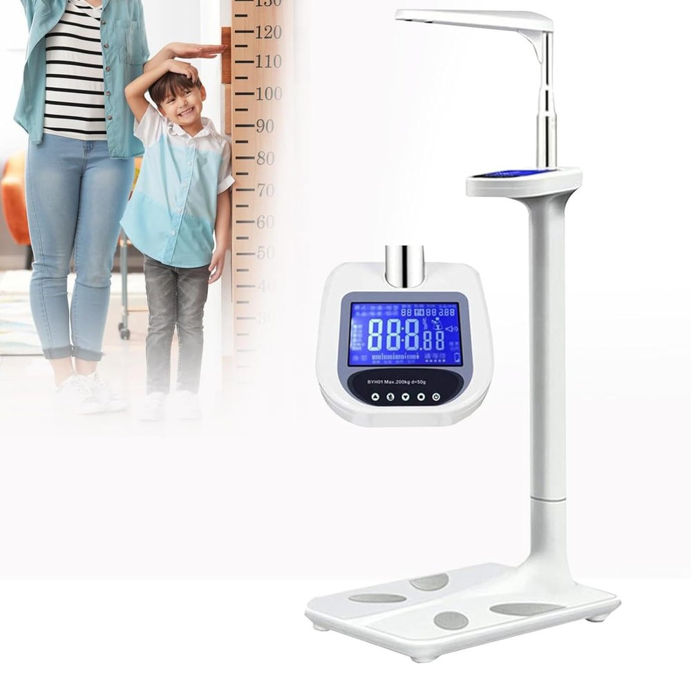 Body Weight Scale, Professional Digital Step-on Physician Scale, Ultrasonic Height Digital Weighing Machine with Bluetooth Muscle Composition Gym Scale, for Medical Institutions/Schools
