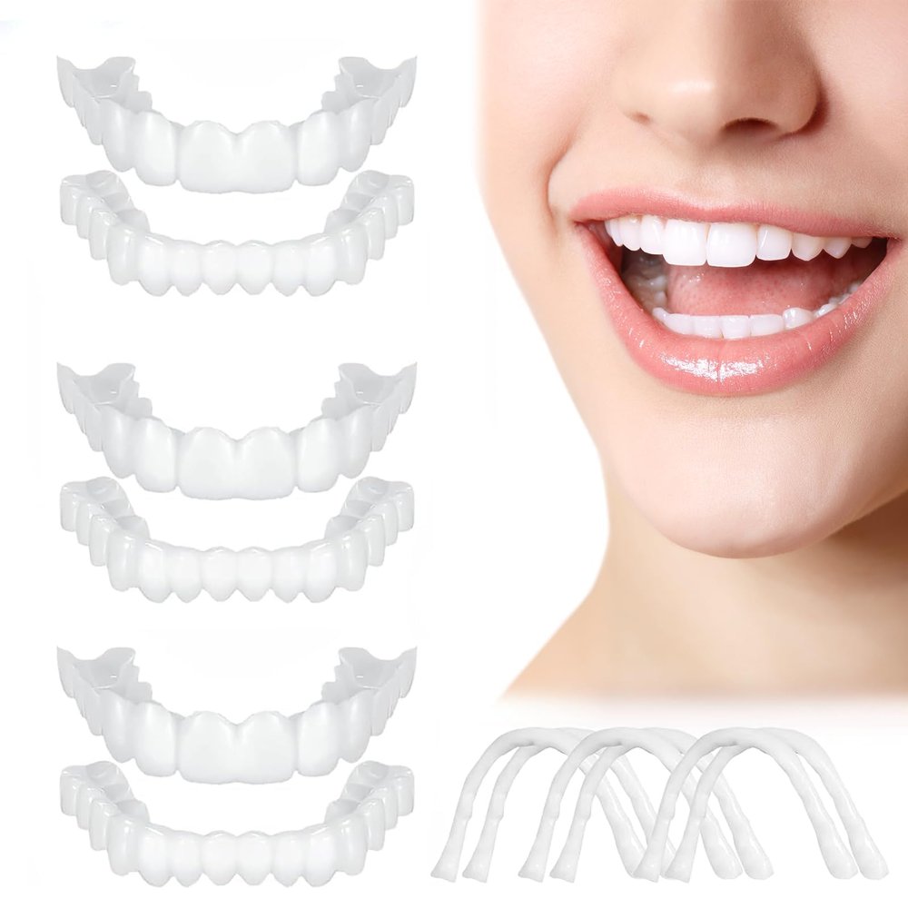 Wttfc 3 Pairs False Teeth,Clip in Veneers Teeth,Whitening Veneers Teeth,Veneers Top And Bottom Set for Men Women