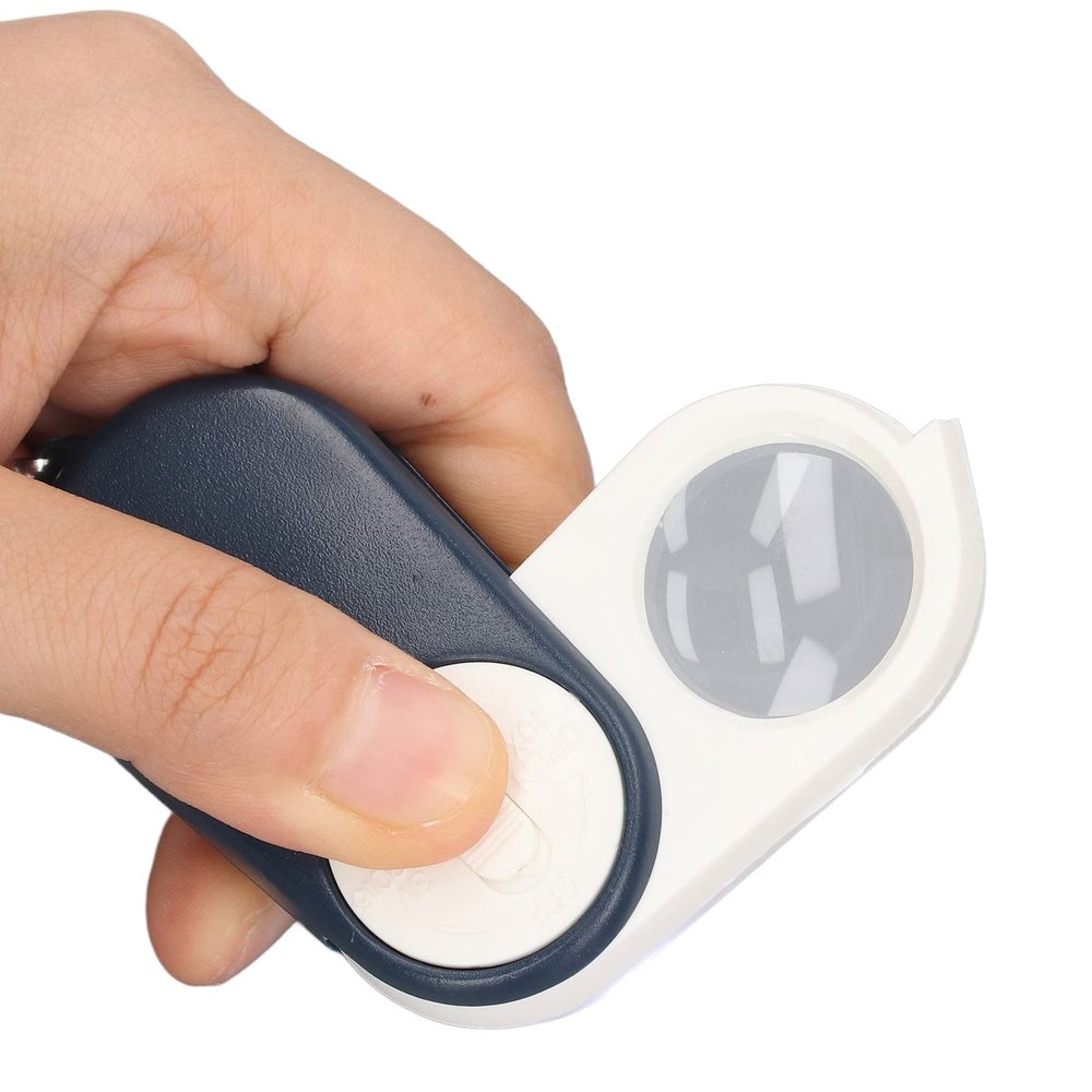 10X Pocket Magnifying Glass, Double Layer Lenses, HD Image, Mini Size, LED Light, for Student Field Trips, Jewelry Appraisal, Office Work