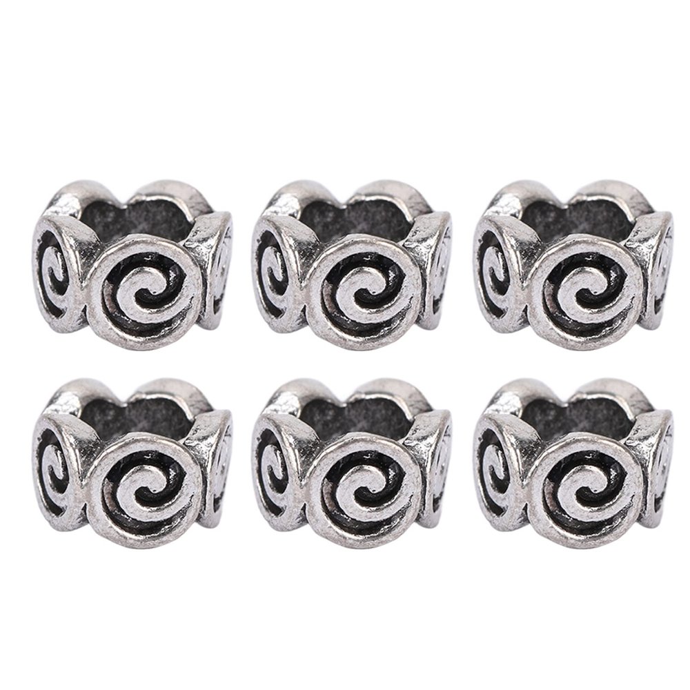 50 Beard Beads Alloy Retro Wave Pattern Spacer Beads for Braids, Wedding, and Cosplay