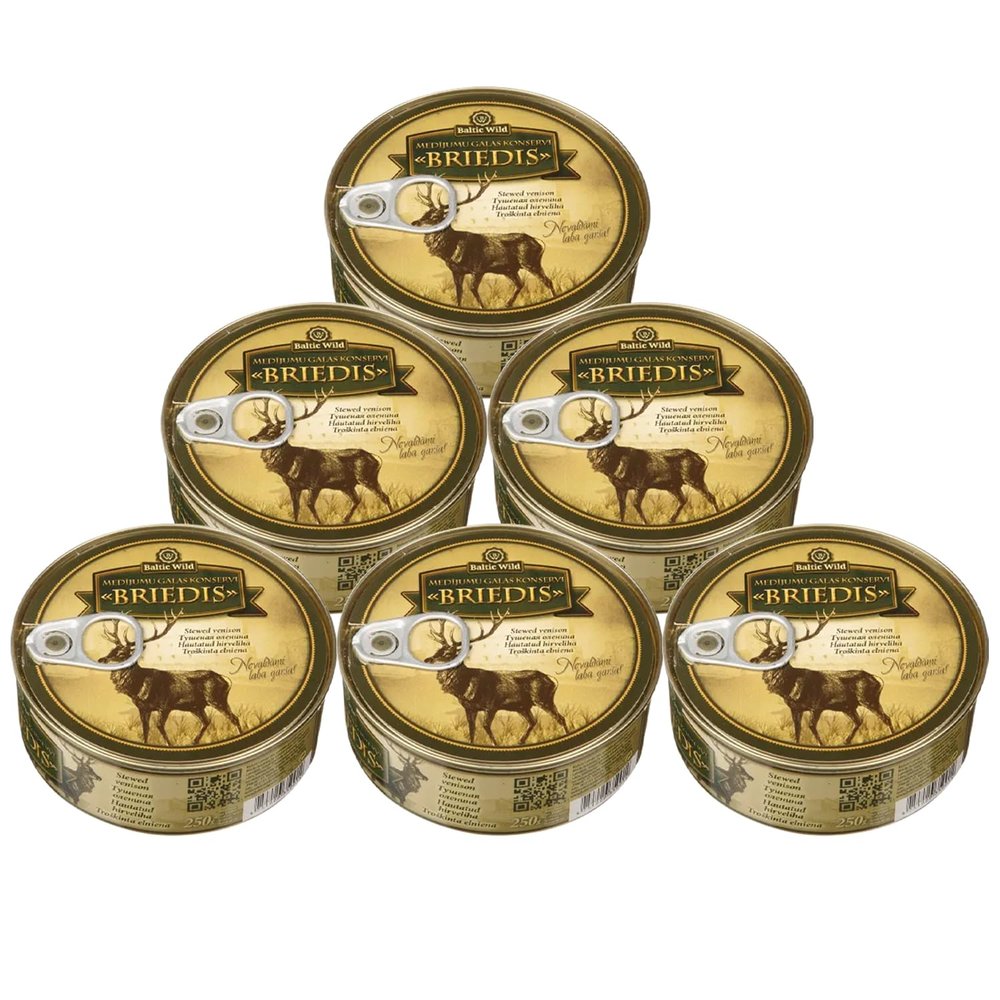 Baltic Wild Stewed Vension 250g, Meat Stew, Baltic Wild Flavours, Stewed Meat (6 Pack, Stewed Venison)