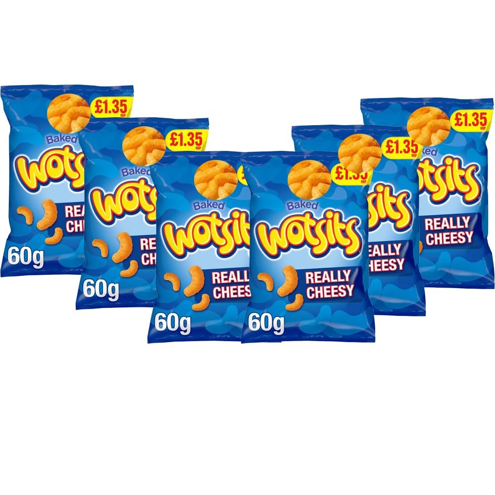 Wotsits Crisps Bundle Sharing Bag Crisps 60g PMP (06 Packs, Wotsits Crunchy Really Cheesy)