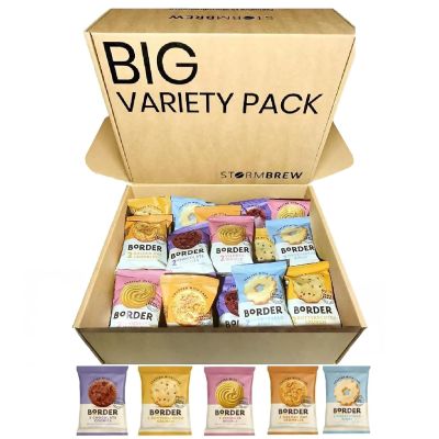 Border Biscuits Variety Pack Gift Set Hamper, 30 Biscuits (3 Packs of Five Different Blends, Each Pack 2 Biscuits) in StormBrew Gift Box