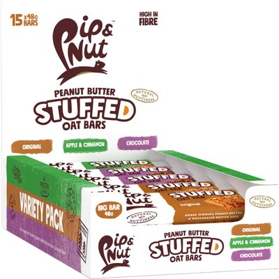 Pip & Nut Peanut Butter Stuffed Oat Bar Variety Pack 15 x 48g