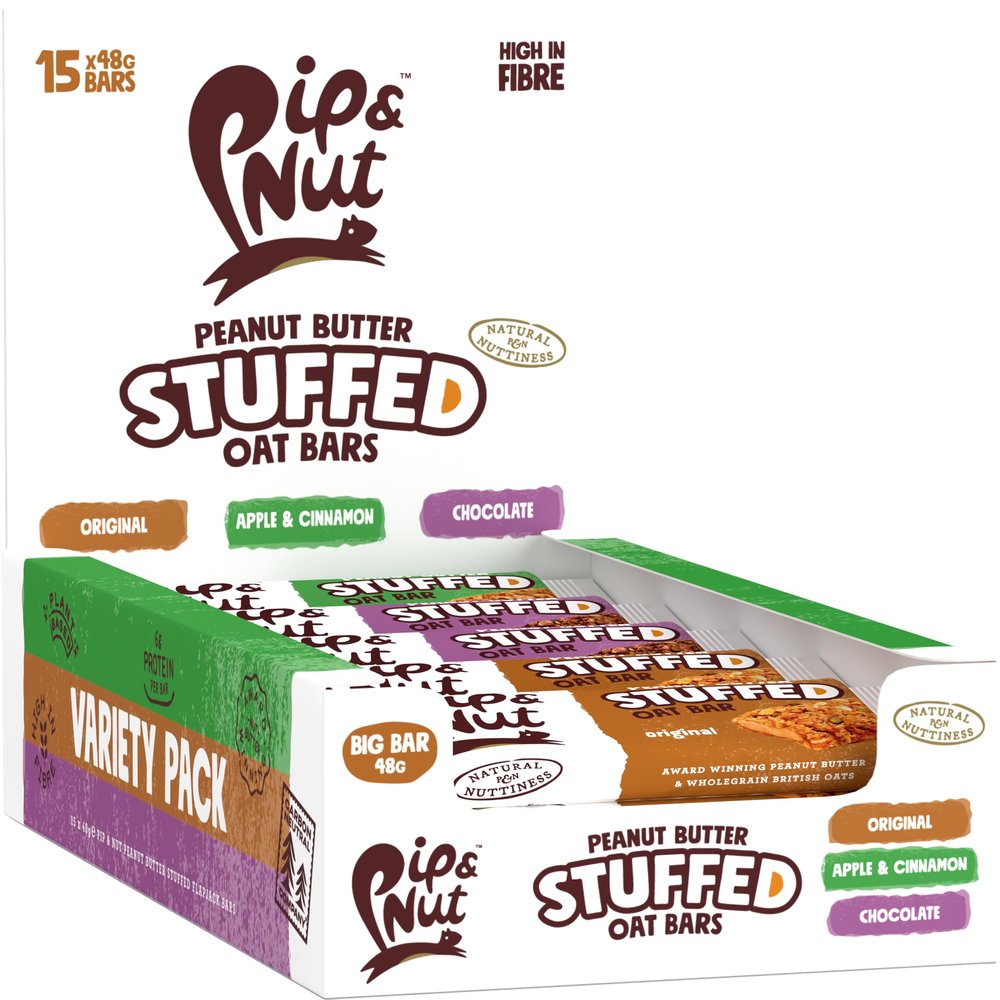 Pip & Nut Peanut Butter Stuffed Oat Bar Variety Pack 15 x 48g