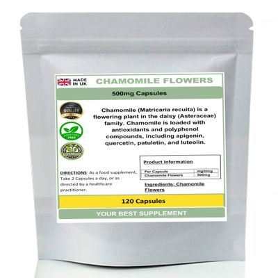 Chamomile Flowers Capsules 100% Natural (Pure no additives) (120)