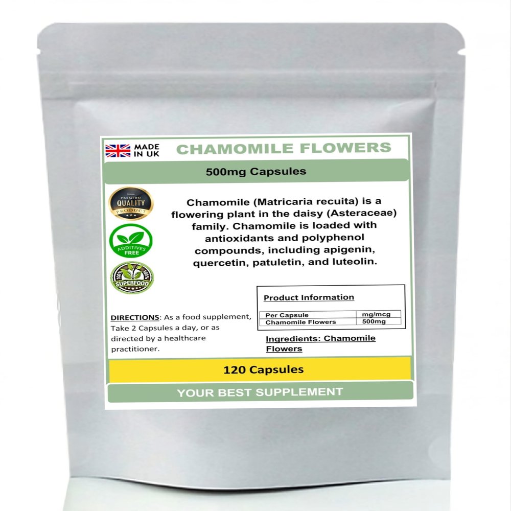 Chamomile Flowers Capsules 100% Natural (Pure no additives) (120)