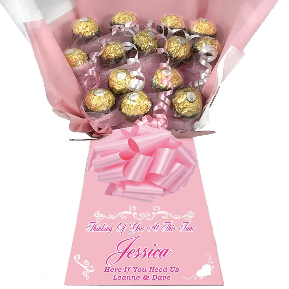 Personalised Chocolate Hamper Gift Bouquet Made With FERRERO pink
