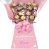 Personalised Chocolate Hamper Gift Bouquet Made With FERRERO pink view 1
