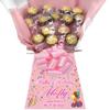 Personalised Chocolate Hamper Gift Bouquet Made With FERRERO pink view 2