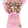 Personalised Chocolate Hamper Gift Bouquet Made With FERRERO pink view 4