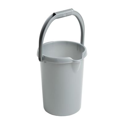 AaH1 5L litre High Grade Silver Colour Durable Plastic Bucket with Litre Scale Handle & Spout for Food Storage, Garden, Cleaning, Kitchen (Silver)