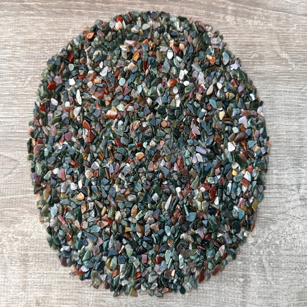 GAF TREASURES 2 oz Lot Natural Semi Tumbled Gemstone Chips, Crushed Mini Crystals, Undrilled Crystal Chips (Fancy Jasper)
