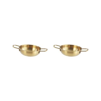 2 Set of Korean Ramen Pot Pan Dry Pots Multipurpose Household Korean Ramen Noodle Pot 18 cm, Gold