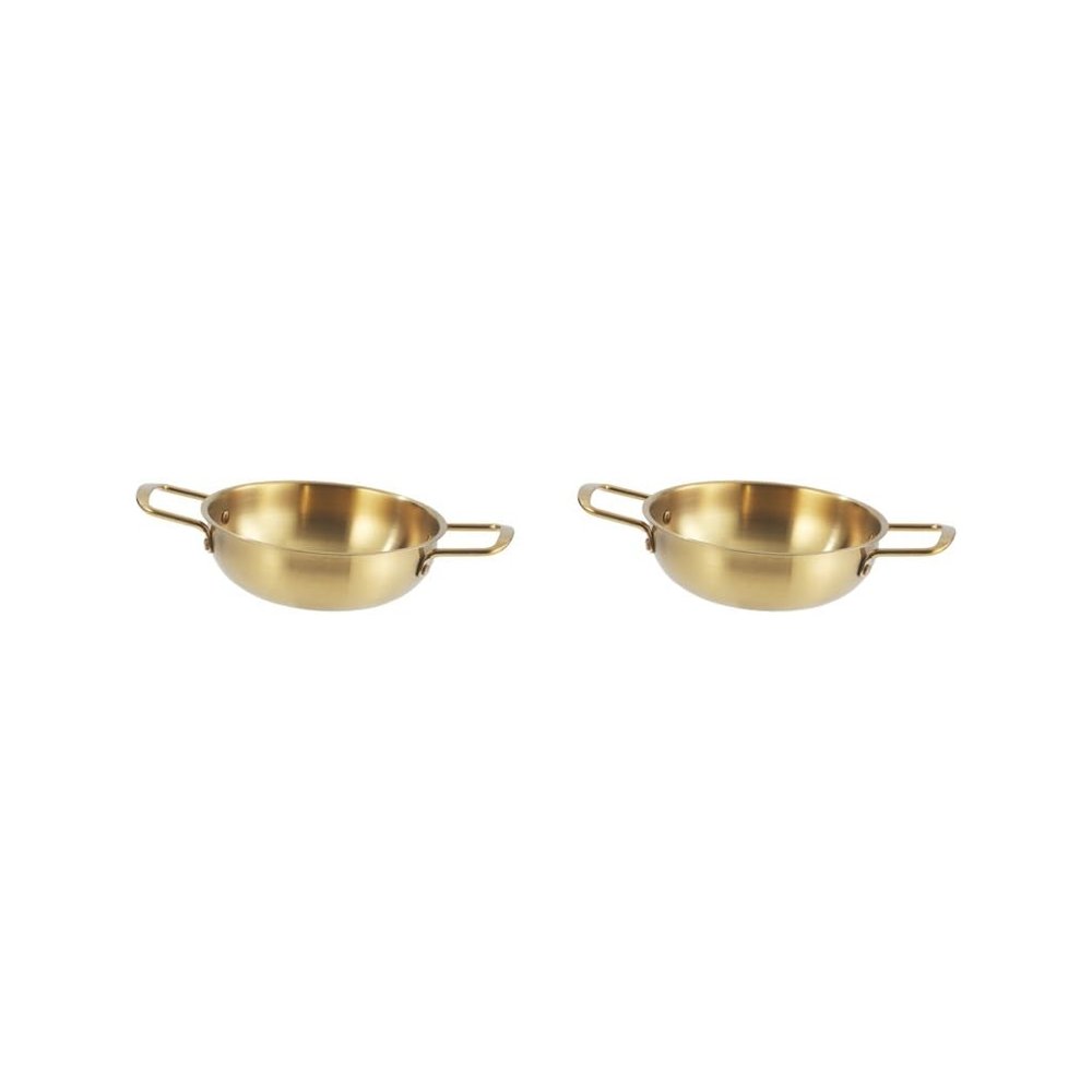 2 Set of Korean Ramen Pot Pan Dry Pots Multipurpose Household Korean Ramen Noodle Pot 18 cm, Gold