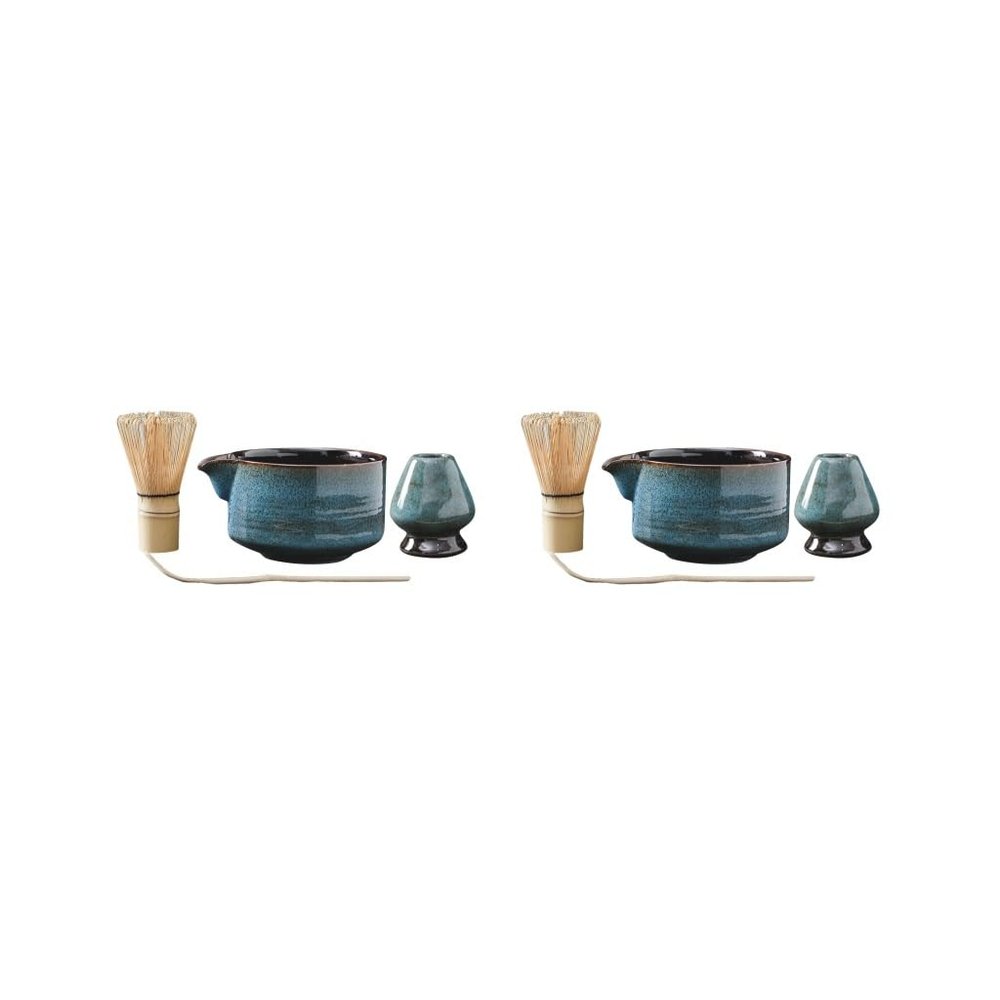 2 Set of 4 Pieces Traditional Matcha Set Best Gift for Tea Lovers Beverage Family, Blue