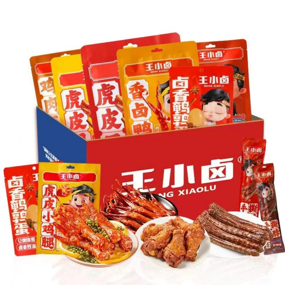 Infinitely Great Home Decor Center Chinese Snack box 10PCS Local Specialty Duck Neck Mixed Pack Asia Snacks 770g