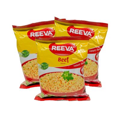 REEVA Instant Noodles, Delicious Flavours, Pasta Noodles, Enjoy the Delicious Meal with the Family, Quickly Prepare Lunch or Dinner (3 Pack, Pasta Noodles with Beef 60g)