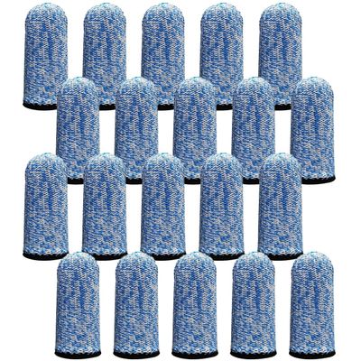 20 Pieces Finger Protection Cots, Breathable Finger Cover Grade 5 Anti Cutting Finger Guards for Kitchen, Work, Sculpture, Garden - Blue