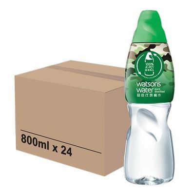 Watsons 100% Pure Distilled Water 800ml | Food Grade | 105C High Pressure Distillation (24 Bottles)