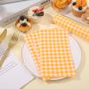 100 Pcs Orange Gingham Napkins Disposable - Orange and White Checkered Paper Napkins - Plaid Dinner Napkins for Birthday Picnic Wedding Party Supplies view 4