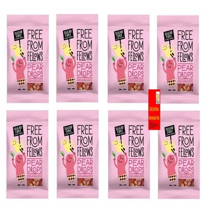 Sugar Free Sweets, Gluten & Gelatine Free, Vegan Free from Fellows Pear Drops, Value Pack Sugarless Kids Super Snack, Delicious Healthy Diabetic Candies Gift 70g (Pack of 8, Pear Drops)