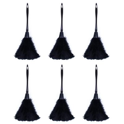 Fcuajdkq 6pc Fashion Turkey Duster with Black Plastic Handle Cleaning Tool(Black) 35cm