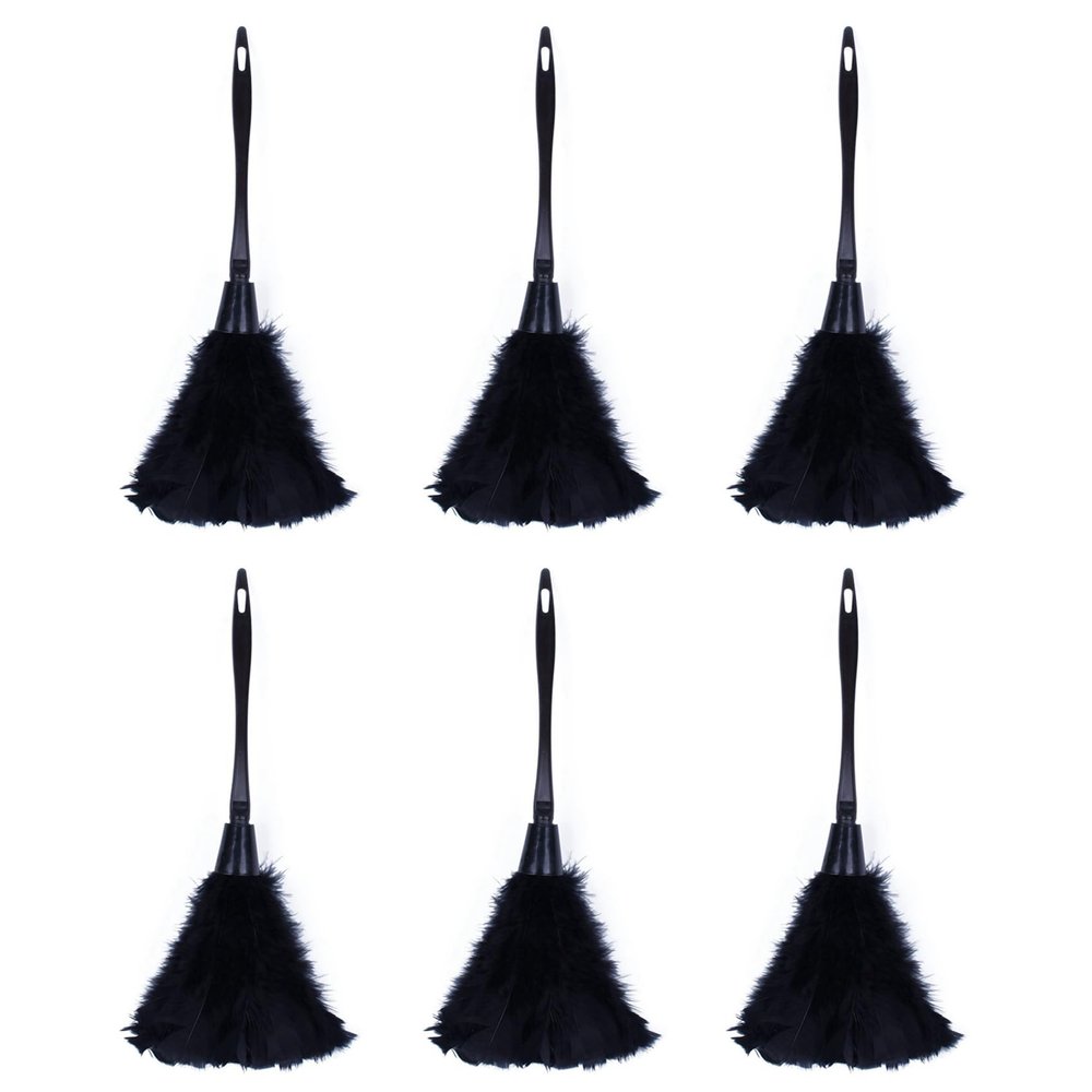 Fcuajdkq 6pc Fashion Turkey Duster with Black Plastic Handle Cleaning Tool(Black) 35cm