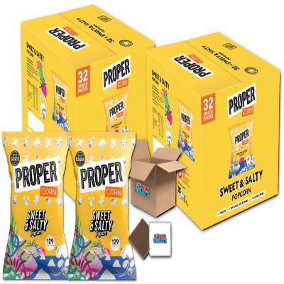 Proper Corn Popcorn Sweet & Salty Mixed Case | 2 Boxes Of 32 x 14g | Natural Seasoning, High In Fibre Boxed Treatz