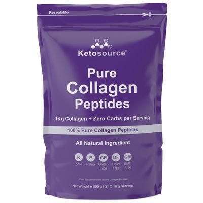 Ketosource | Pure Collagen Peptides | Keto Collagen Powder | Easy Mixing & No Clumping | Zero Aftertaste | 100% Pure Hydrolyzed Bovine Collagen Powder | 100% Transparency 3rd Party Lab Testing