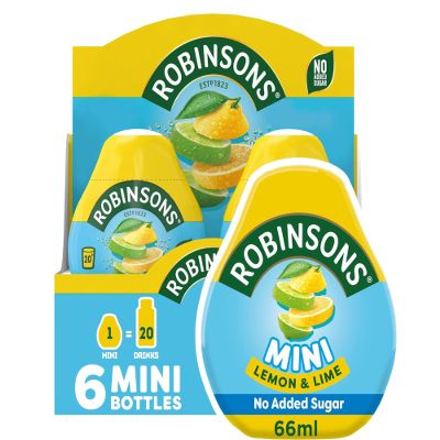Mini - No Added Sugar - Low Calorie (66 ml (Pack of 6), Lemon and Lime)