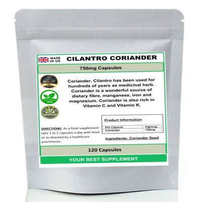 Coriander (Cilantro) 750mg Capsules 100% Natural Herbal Cleanser (No Additives) (120)