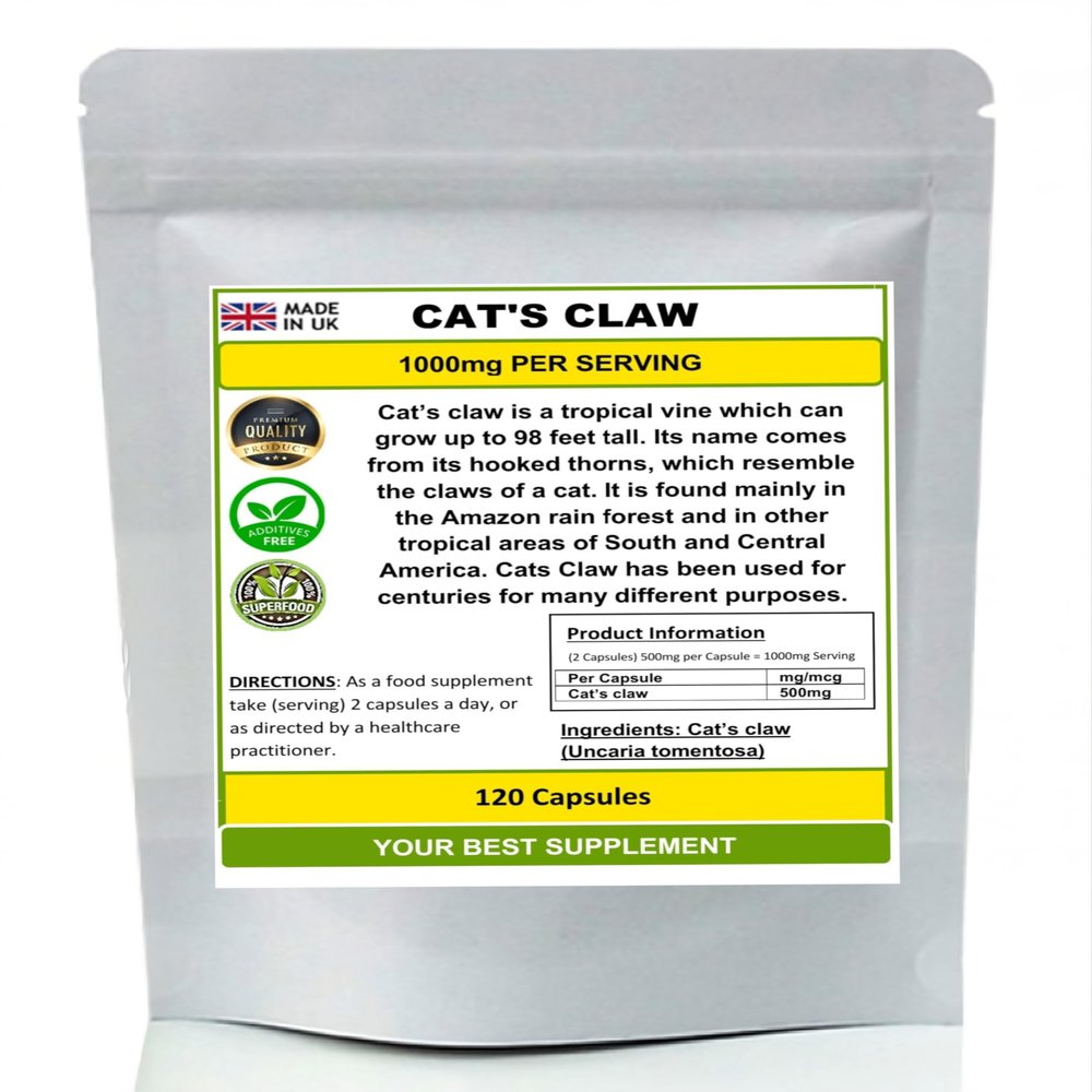 Cat's Claw Capsules 1000mg Per Serving 100% Pure No additives (Premium Quality) (120)
