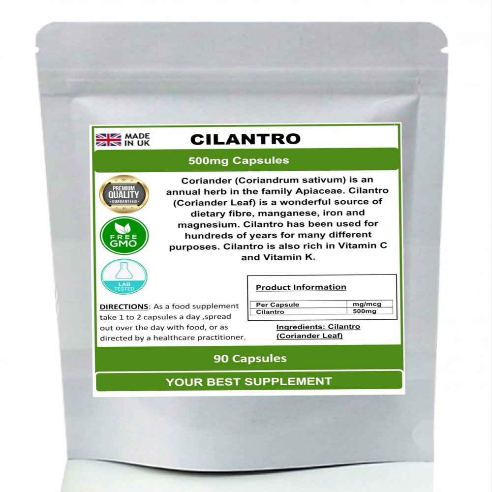Cilantro (Coriander Leaf) 500mg Capsules (No fillers No additives) 100% Natural (90)