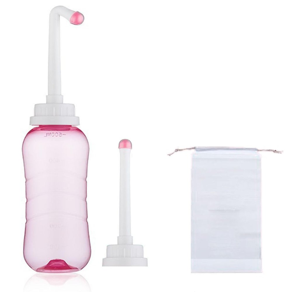 Brigtviee Upside Down Peri Bottles for Postpartum Care, Menstrual Cleansing, Douche Bottles for Women, Perineal Bottle Spray, Portable Bidet Perineal Cleansing and Recovery, 500ml/16.9oz,Pink