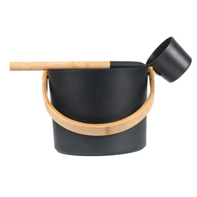 7L Sauna Bucket and Ladle Kit, Matching Ladle Sauna Barrel Set, Luxurious Finnish Sauna Aluminum Bucket with Long Handle Spoon Set, Bath Accessories Supplies, Accessories for Sauna