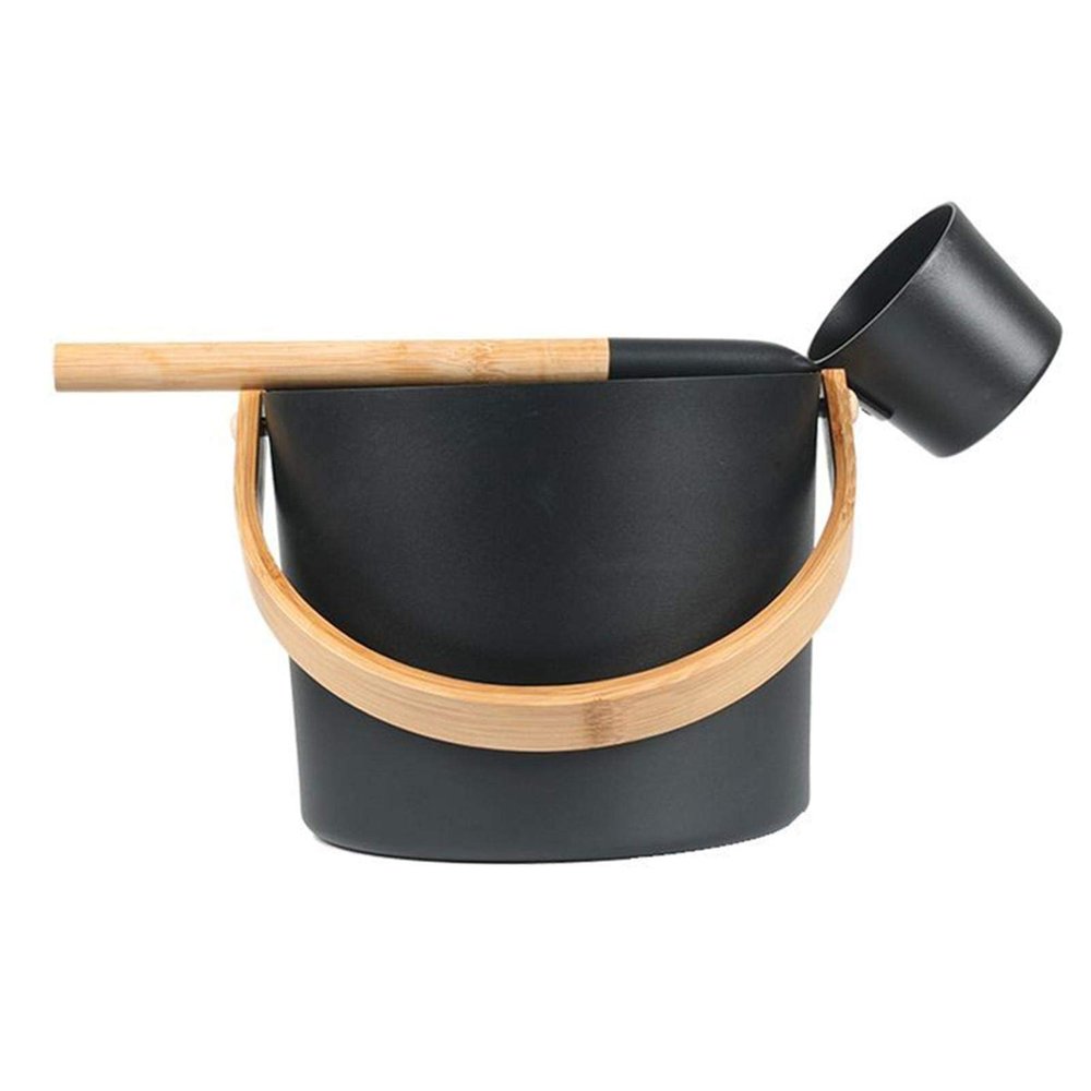 7L Sauna Bucket and Ladle Kit, Matching Ladle Sauna Barrel Set, Luxurious Finnish Sauna Aluminum Bucket with Long Handle Spoon Set, Bath Accessories Supplies, Accessories for Sauna