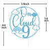 Baby Blue Glitter On Cloud 9 Cake Topper, Happy 9th birthday/Cheers to 9 Years, Hello 9 Rainbow Cloud Themed 9th Birthday Party Decorations Supplies view 2