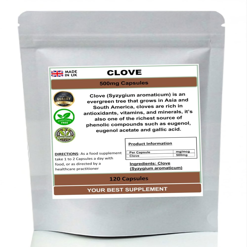 Clove Capsules 500mg- Pure No additives No Fillers (Syzygium aromaticum) (120)