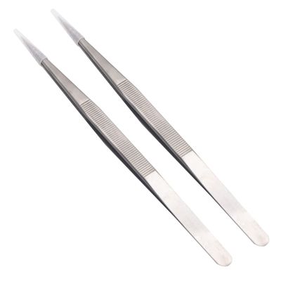Healeved 2pcs Jewelry Tweezers Set Straight Tip Steel Professional Pointed Lock Slip for Craft DIY Manicure