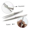 Healeved 2pcs Jewelry Tweezers Set Straight Tip Steel Professional Pointed Lock Slip for Craft DIY Manicure view 3