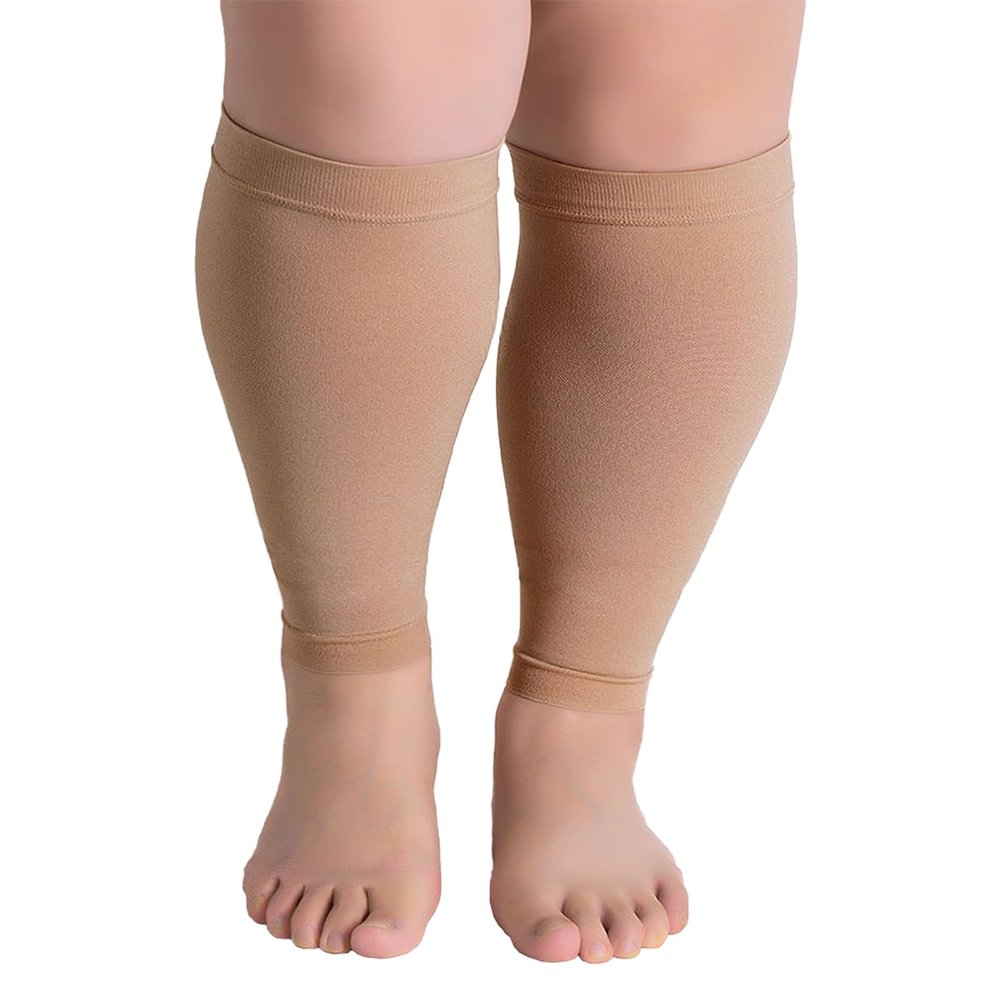 Hotfiary Calf Compression Sleeves for Women & Men, 20-30 mmHg Graduated, Plus Size S-7XL, Firm Support Footless Compression Socks, Wide Calf & Leg Support Brace for Flight, Travel, Nurses, Pregnancy