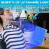 MIDUOLAI Home Tanning Lamp,45W Face and Body Sunlamp with Hanging Ring Hook and Blindfold,460nm Full Blue Therapy Lamp LED Skin Tanning Light with 225pcs LEDs,A view 2