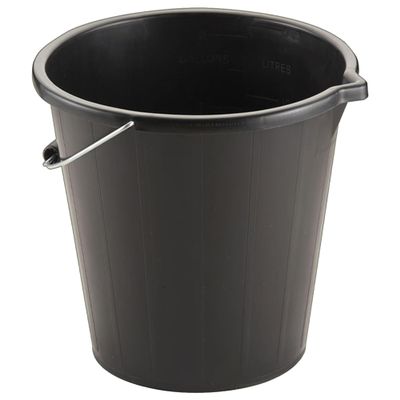 14 Litre Black Plastic Strong Robust 3 Gallon Water Mixing Cement Bucket With Metal Handle (10)