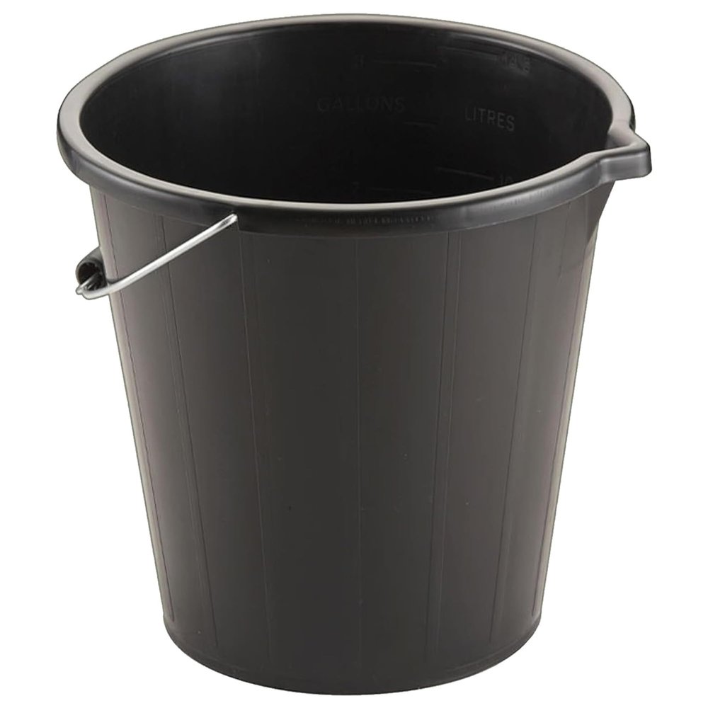 14 Litre Black Plastic Strong Robust 3 Gallon Water Mixing Cement Bucket With Metal Handle (10)