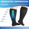 Hotfiary Plus Size Compression Socks for Women & Men, Size S to 7XL, 20-30mmhg Wide Calf Graduated Compression Stockings, 1 Pair Open Toe Knee High Ankle, Shin & Calf Support Sleeves for Flight Travel view 3