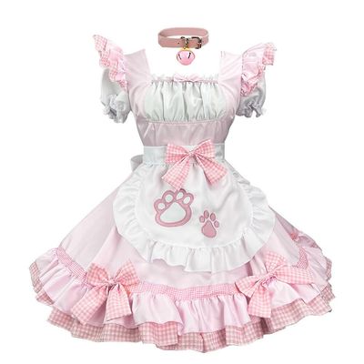Asudaro Women'S Girls Anime French Maid Apron Dress, With Necklace,Cosplay Costume Set,For Overalls Suit Skirt Cute Maid Costume Cosplay