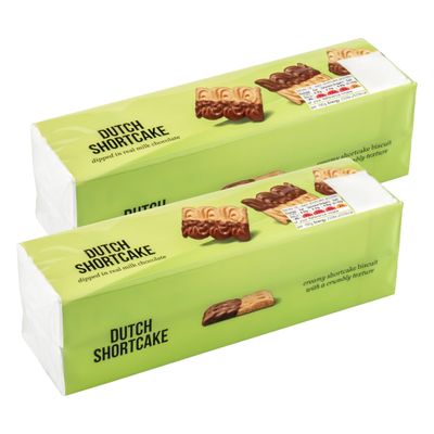 Indulgent Half-Coated Dutch Shortcake Biscuits with Milk Chocolate - 600g (2 x 300g)