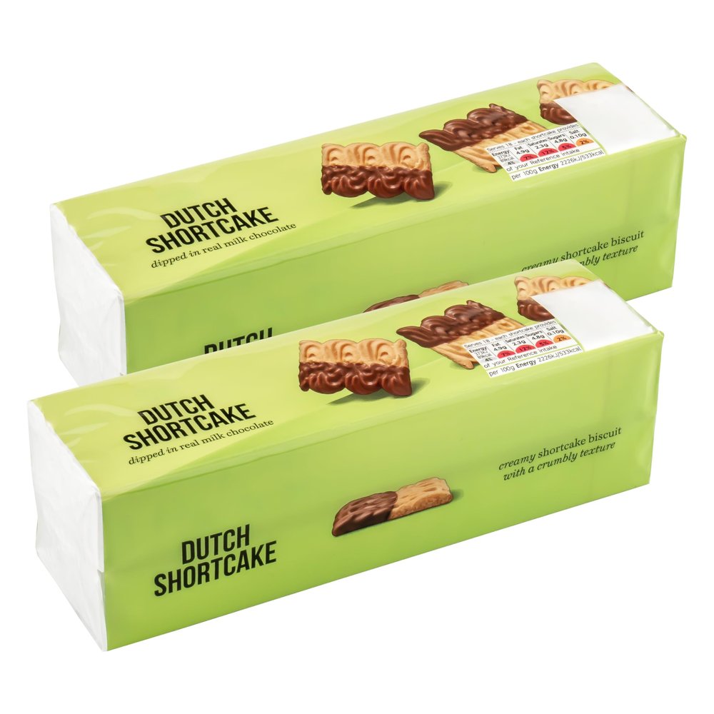 Indulgent Half-Coated Dutch Shortcake Biscuits with Milk Chocolate - 600g (2 x 300g)